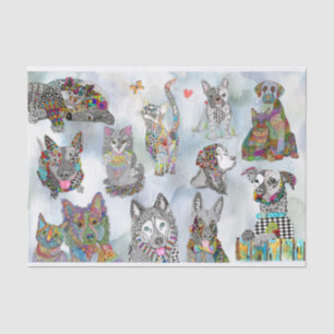 Niedliches Dog- und Katzen-Sortimentpapier Seidenpapier