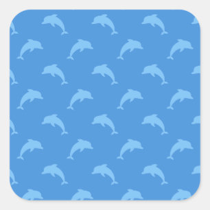 Niedliches Dolphin-Cartoon-Muster Grafik-Hintergru Quadratischer Aufkleber