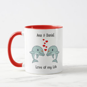 Niedliches Dolphin Couple Personalisiertes Geschen Tasse