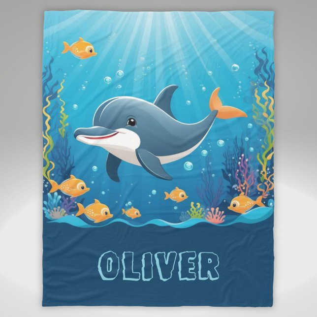Niedliches Dolphin Wasserfarbe Personalisiert Fleecedecke (Von Creator hochgeladen)