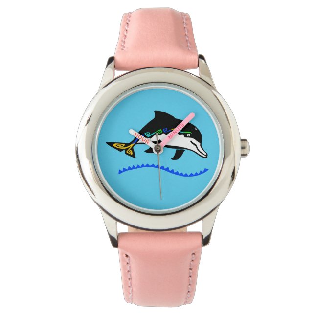 Niedliches DOLPHIN - Wildtiere - Natur - Blau Armbanduhr (Vorderseite)