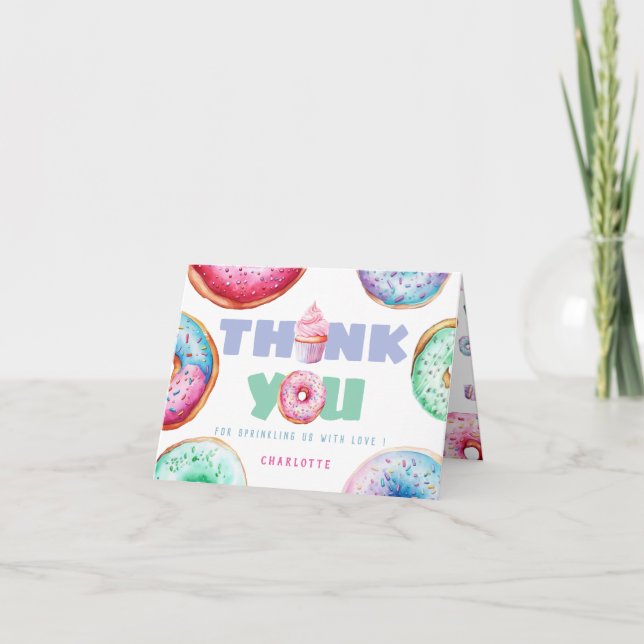 Niedliches Donut Custom Message Kindergeburtstag G Dankeskarte (Vorderseite)