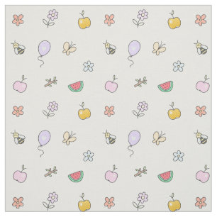 Niedliches Doodle Bee Blume Muster Stoff