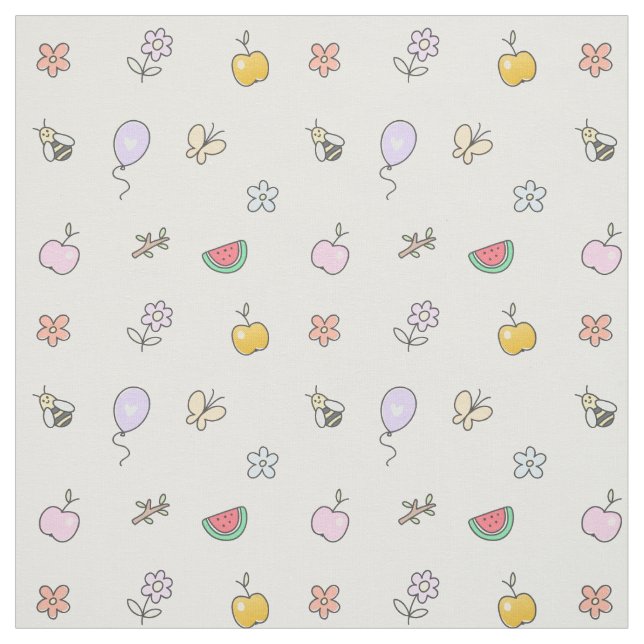 Niedliches Doodle Bee Blume Muster Stoff (Muster)