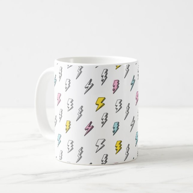 Niedliches Doodle-Blitzmuster Kaffeetasse (Vorderseite Links)