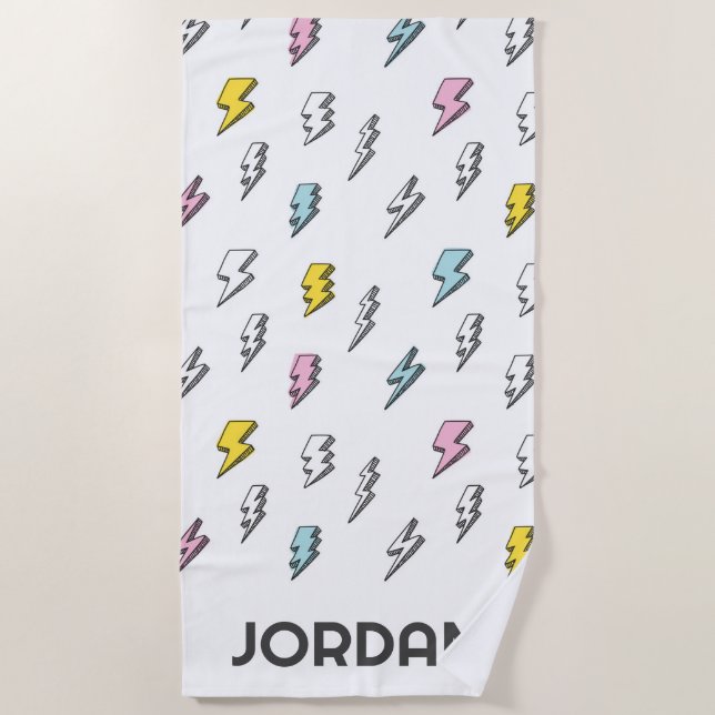 Niedliches Doodle-Blitzmuster Strandtuch (Vorderseite)
