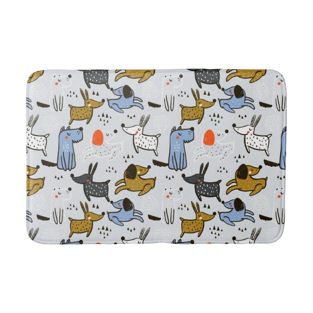 Niedliches Doodle-Dog-Muster Badematte (Vorderseite)