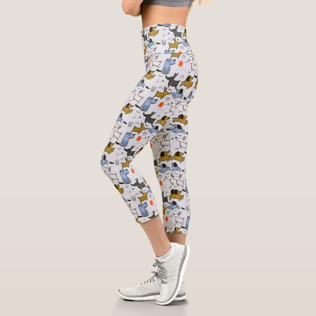 Niedliches Doodle-Dog-Muster Capri Leggings (Links)