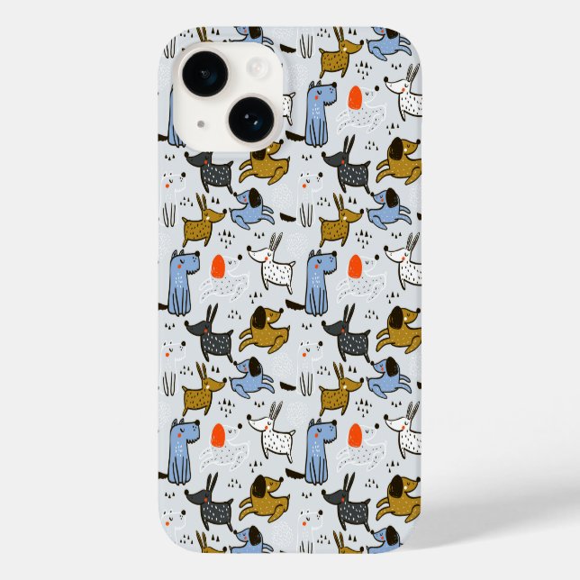 Niedliches Doodle-Dog-Muster Case-Mate iPhone 14 Hülle (Rückseite)