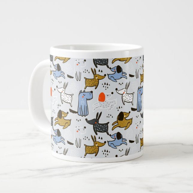 Niedliches Doodle-Dog-Muster Jumbo-Tasse (Vorderseite Links)