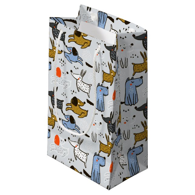 Niedliches Doodle-Dog-Muster Kleine Geschenktüte (Vorderseite Schrägansicht)