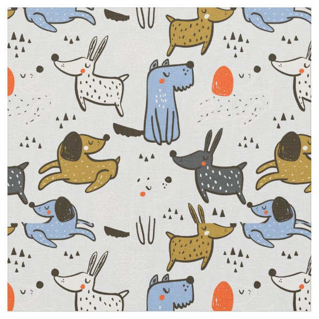 Niedliches Doodle-Dog-Muster Stoff (Nahaufnahme)