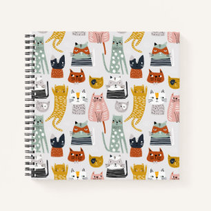 Niedliches Doodle Hand Dragees Katzenmuster Notizbuch