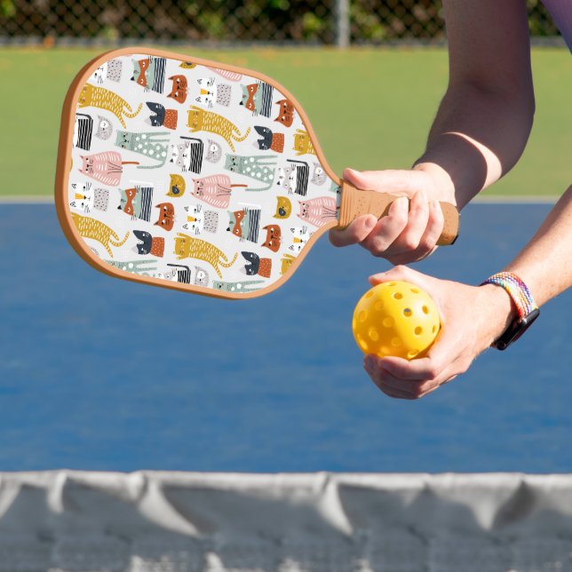 Niedliches Doodle Hand Dragees Katzenmuster Pickleball Schläger (InSitu)