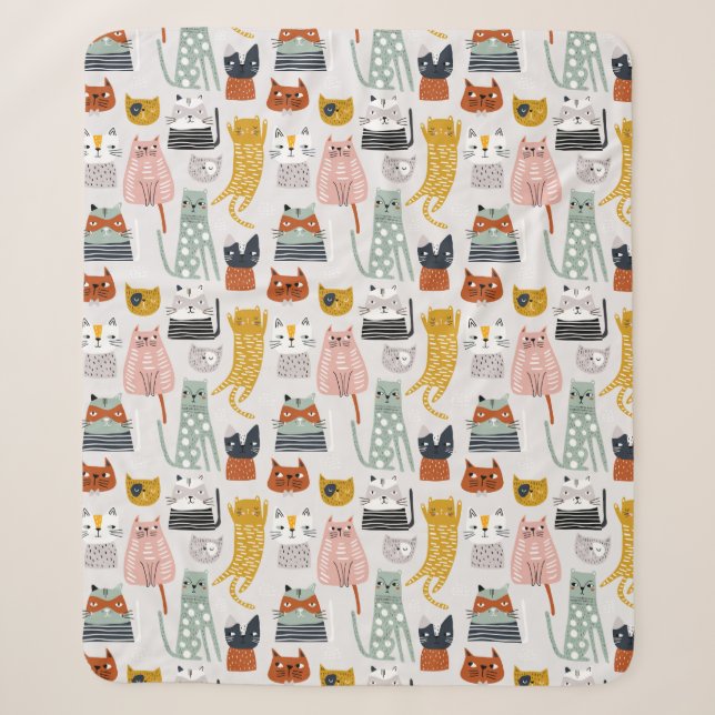 Niedliches Doodle Hand Dragees Katzenmuster Sherpadecke (Vorderseite)