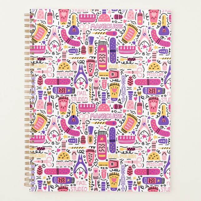 Niedliches Doodle Manicure-Muster Planer (Vorderseite)