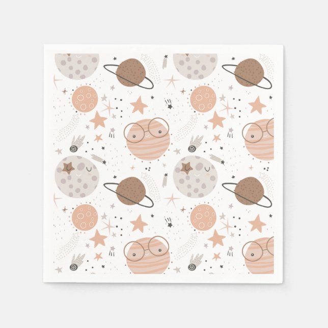 Niedliches Doodle-Planet-Muster Serviette (Vorderseite)