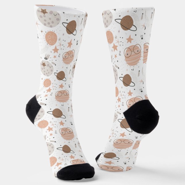 Niedliches Doodle-Planet-Muster Socken (Gewinkelt)