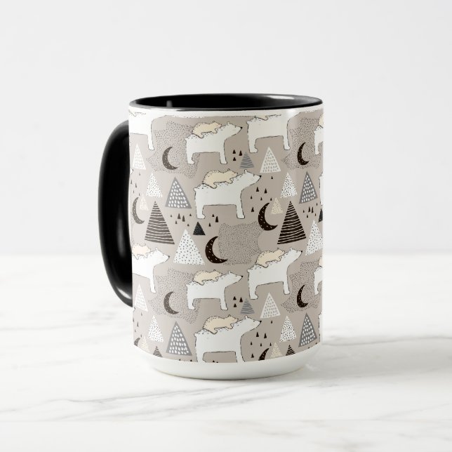 Niedliches Doodle-Waldbärmuster Tasse (Vorderseite Links)