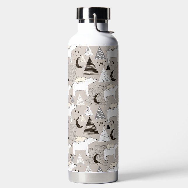 Niedliches Doodle-Waldbärmuster Trinkflasche (links)