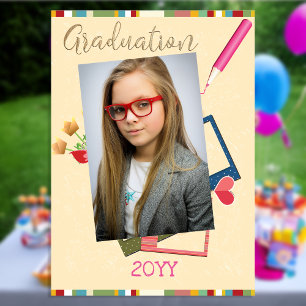 Niedliches DoppelFoto Mittelschule Abschluss Einladung