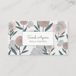 Niedliches Doula Hand gezogenes Blumenmuster Rabattkarte