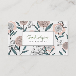 Niedliches Doula Hand gezogenes Blumenmuster Rabattkarte