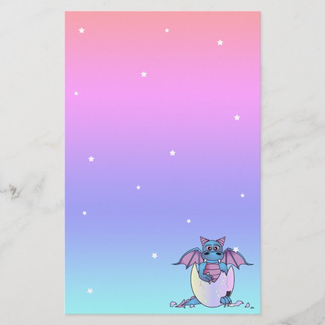 Niedliches Drache-Baby in gebrochenem Briefpapier (Vorderseite)