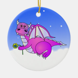 Niedliches Drache-Fliegen in den Wolken - Keramikornament