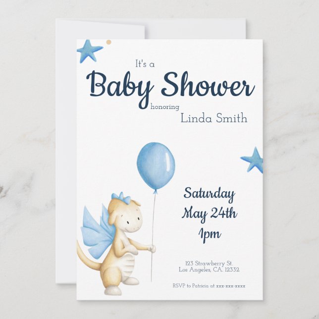 Niedliches Dragon Baby Dusche Party Einladung (Vorderseite)