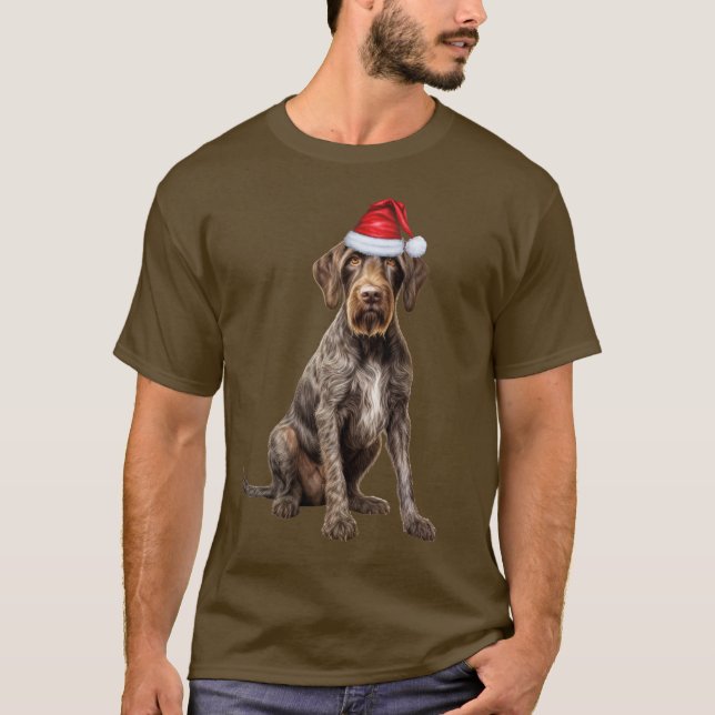 Niedliches Drahthaar Pointer Dog Lover Weihnachten T-Shirt (Vorderseite)