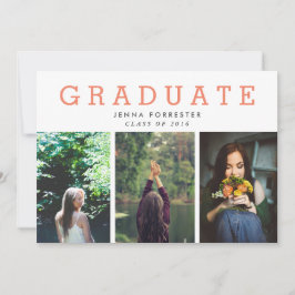 Niedliches Drehbuch Graduate Drei Foto Koralle Einladung