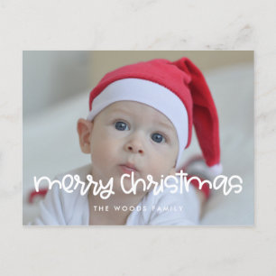 Niedliches Drehbuch Merry Christmas Foto Postkarte