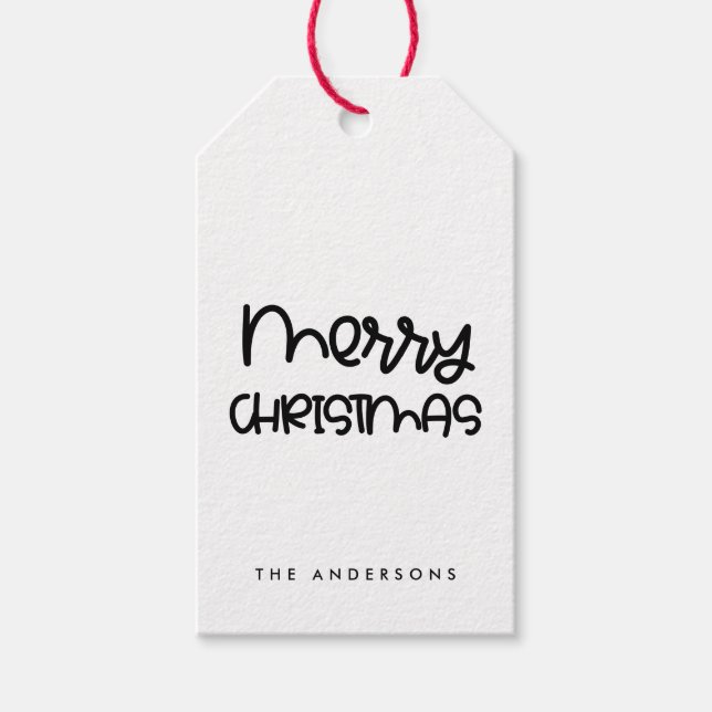 Niedliches Drehbuch Merry Christmas kraft Geschenkanhänger (Vorderseite)