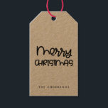 Niedliches Drehbuch Merry Christmas kraft Geschenkanhänger<br><div class="desc">Ein modernes und minimalistisches Design für diese Weihnachtsgeschenktafeln. Der kunst Deko Hintergrund (abnehmbar) bringt eine Touch der Originalität!</div>