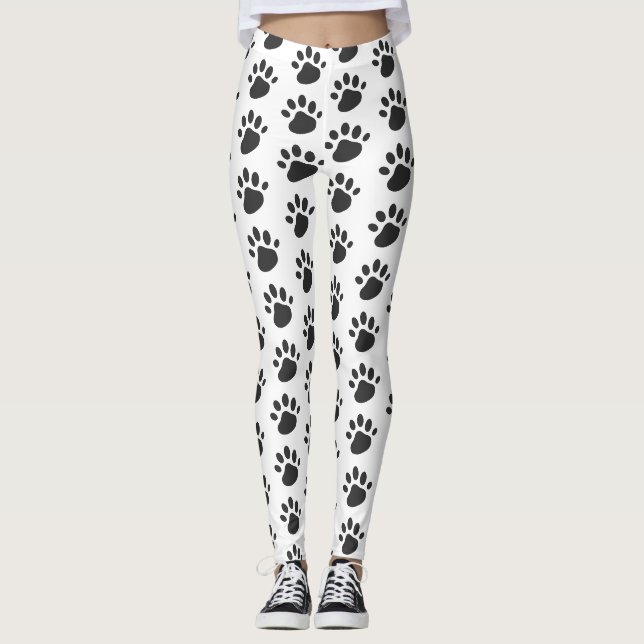 Niedliches Druckmuster Schwarz Leggings (Vorderseite)