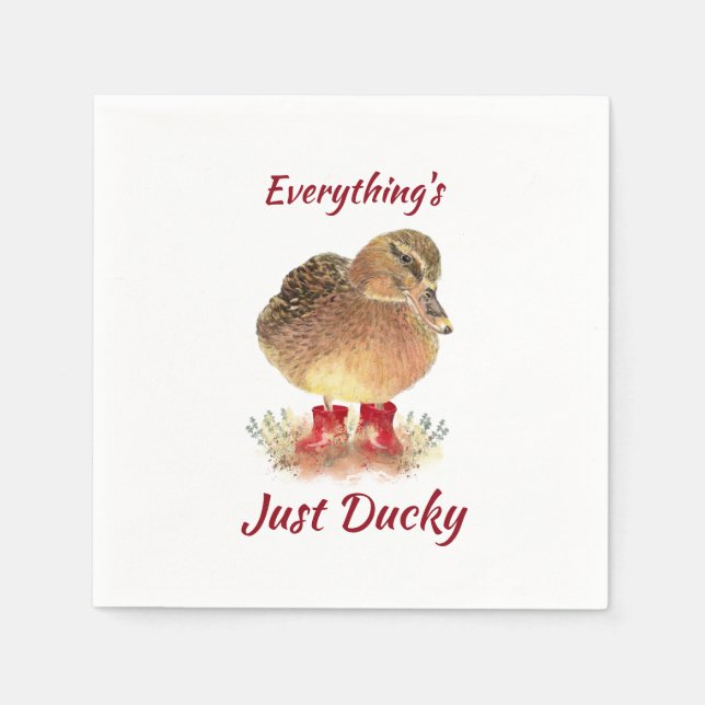 Niedliches Duck Fun Zitat &quot; Alles ist nur Ducky&quot; Serviette (Vorderseite)