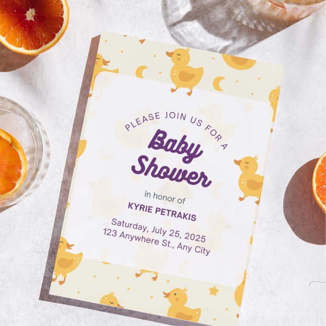 Niedliches Duck Party Kinderdusche Einladung Flyer (Von Creator hochgeladen)