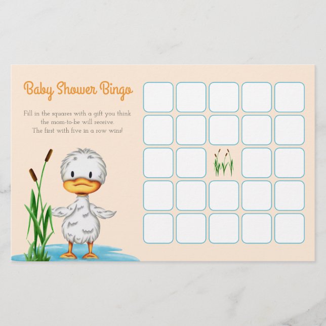 Niedliches Duckeln in einer Pond Baby-Dusche Bingo (Vorderseite)