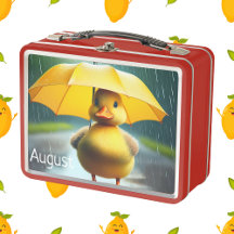 Niedliches Duckeln mit gelbem Regenschirm
