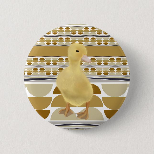 Niedliches Duckling Golden Brown Semi Circle Geome Button (Vorderseite)
