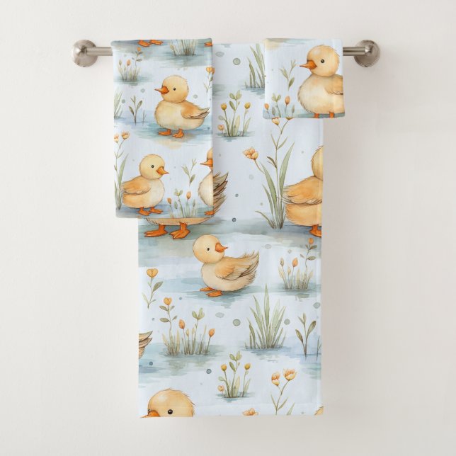 Niedliches Duckling-Muster Badhandtuch Set (Insitu)