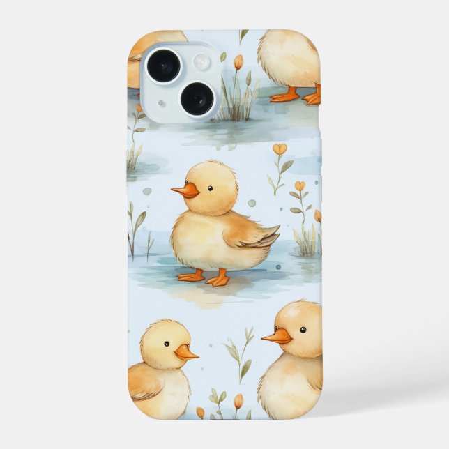Niedliches Duckling-Muster iPhone 15 Hülle (Rückseite)