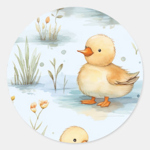 Niedliches Duckling-Muster Runder Aufkleber