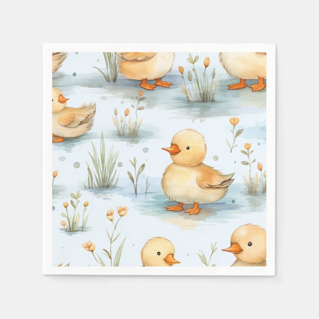 Niedliches Duckling-Muster Serviette (Vorderseite)