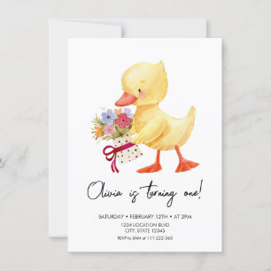 Niedliches Duckling zum Geburtstag Einladung