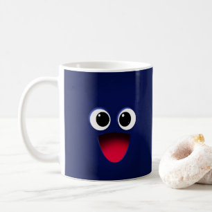 Niedliches, dunkelblaues Emotionsgesicht Kaffeetasse