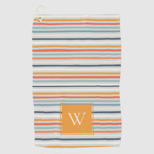 Niedliches dunkelorangefarbenes Muster Monogramm Golfhandtuch