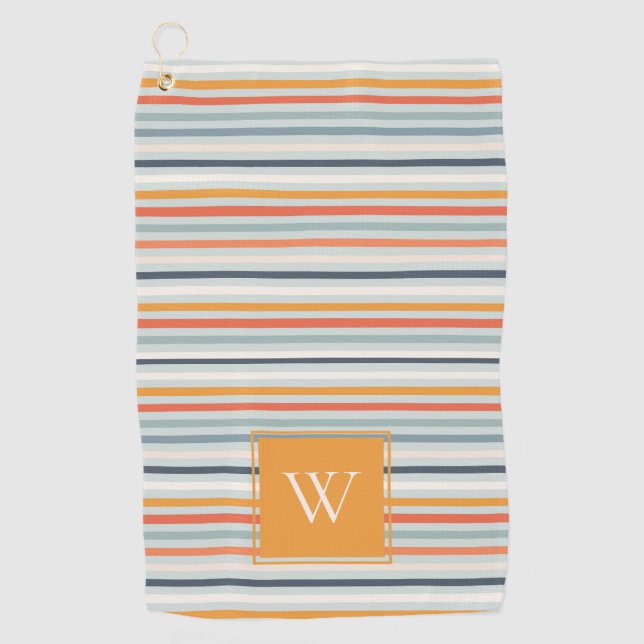 Niedliches dunkelorangefarbenes Muster Monogramm Golfhandtuch (Vorderseite)