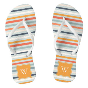 Niedliches dunkelorangefarbenes Ockermuster Flip Flops